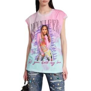 NWT Dolce & Gabbana Jennifer Jlo Crystal embellished tie-dye T-shirt IT 42 M
